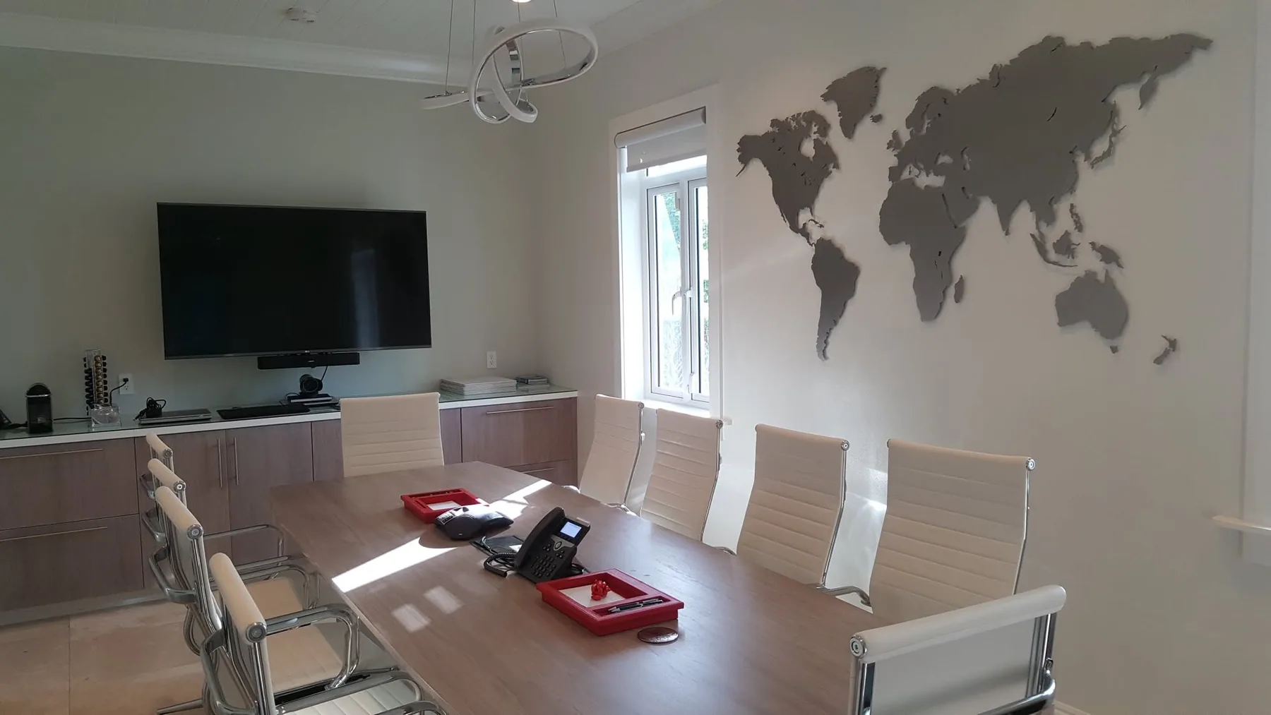 Finished business boardroom with an integrated presentation display